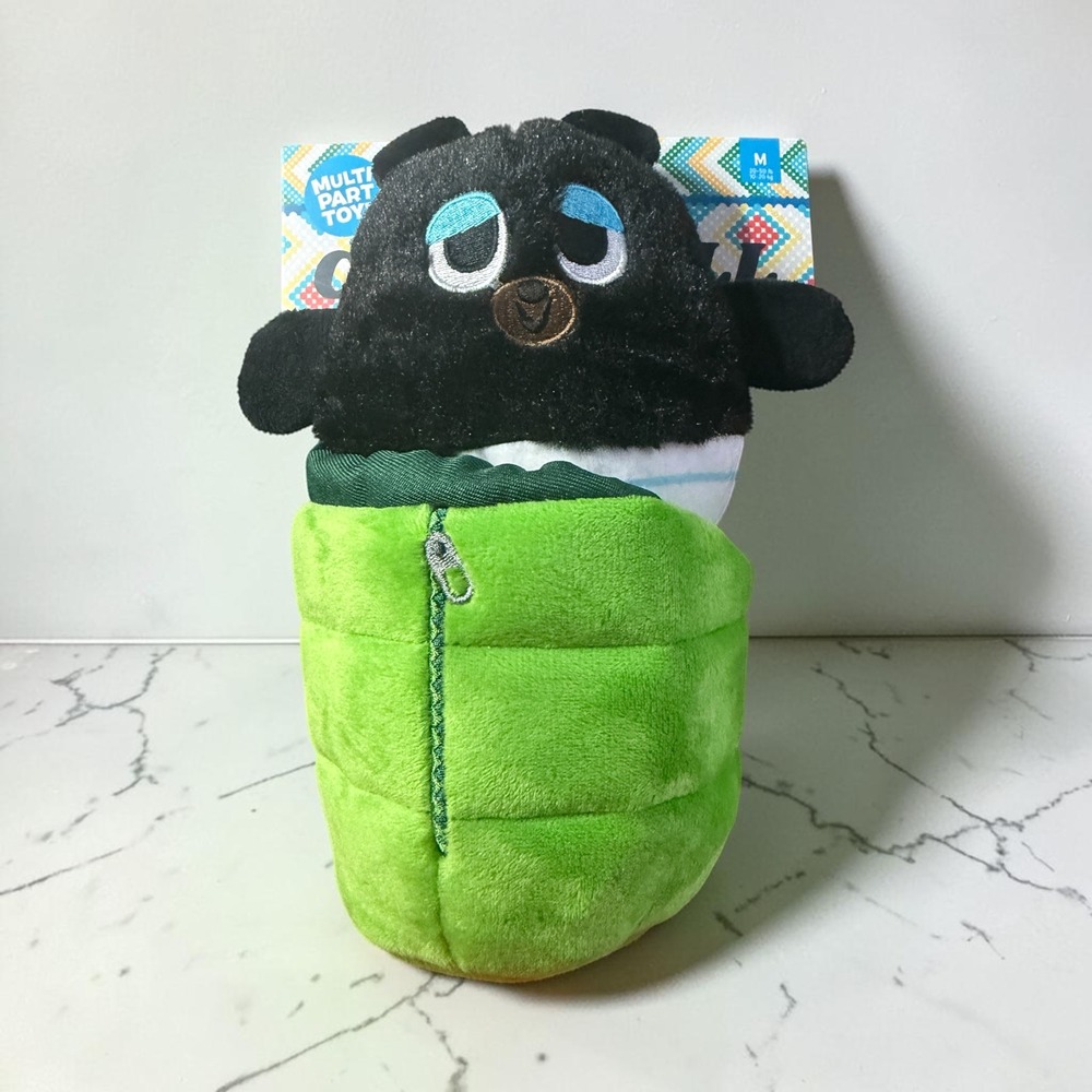 BARK Cub Scout Dog Toy Medium Cubby Roll Squeaky Crinkle Sleeping Bag